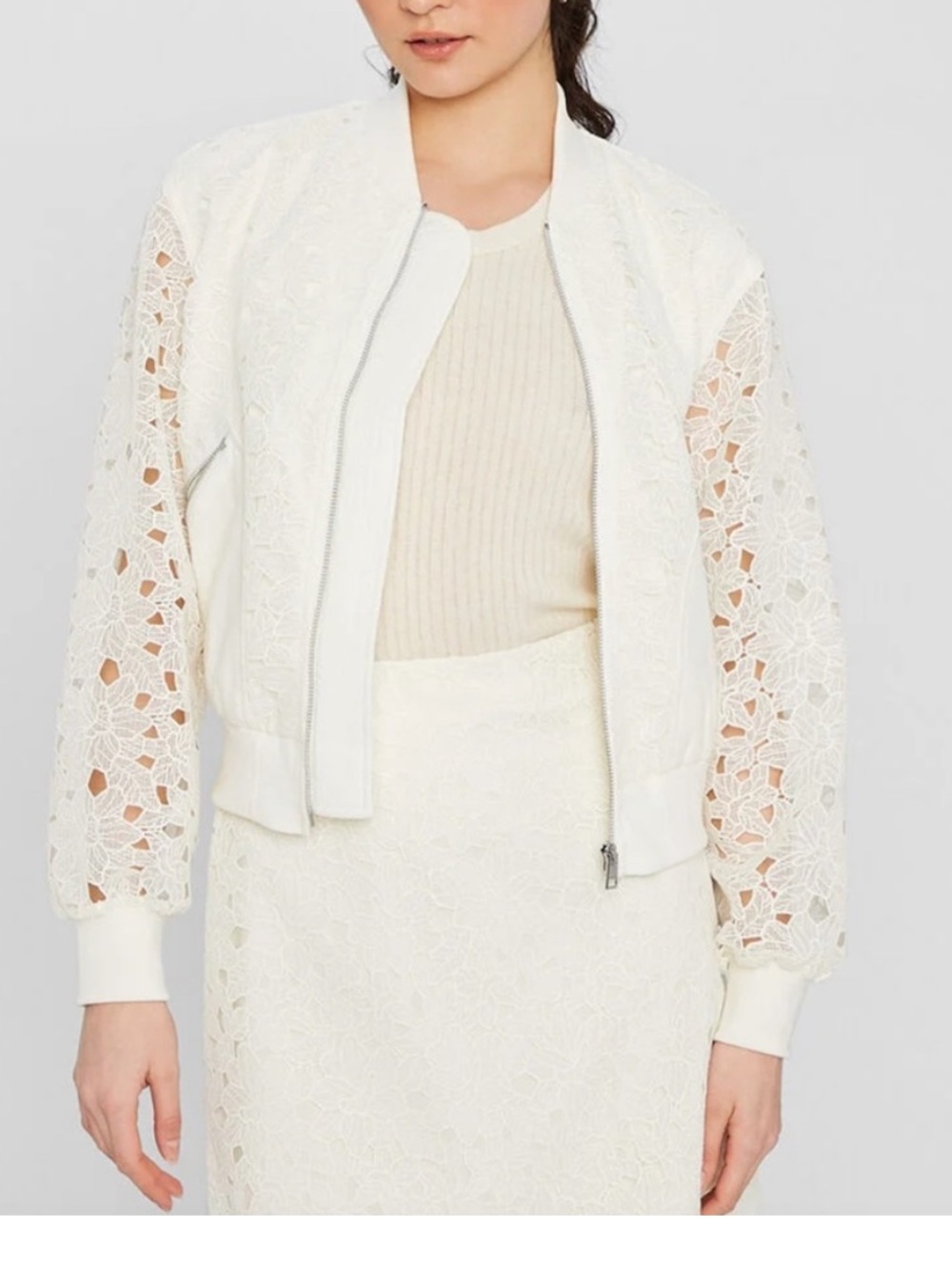 Jason Wu Cream Lace Bomber Jacket